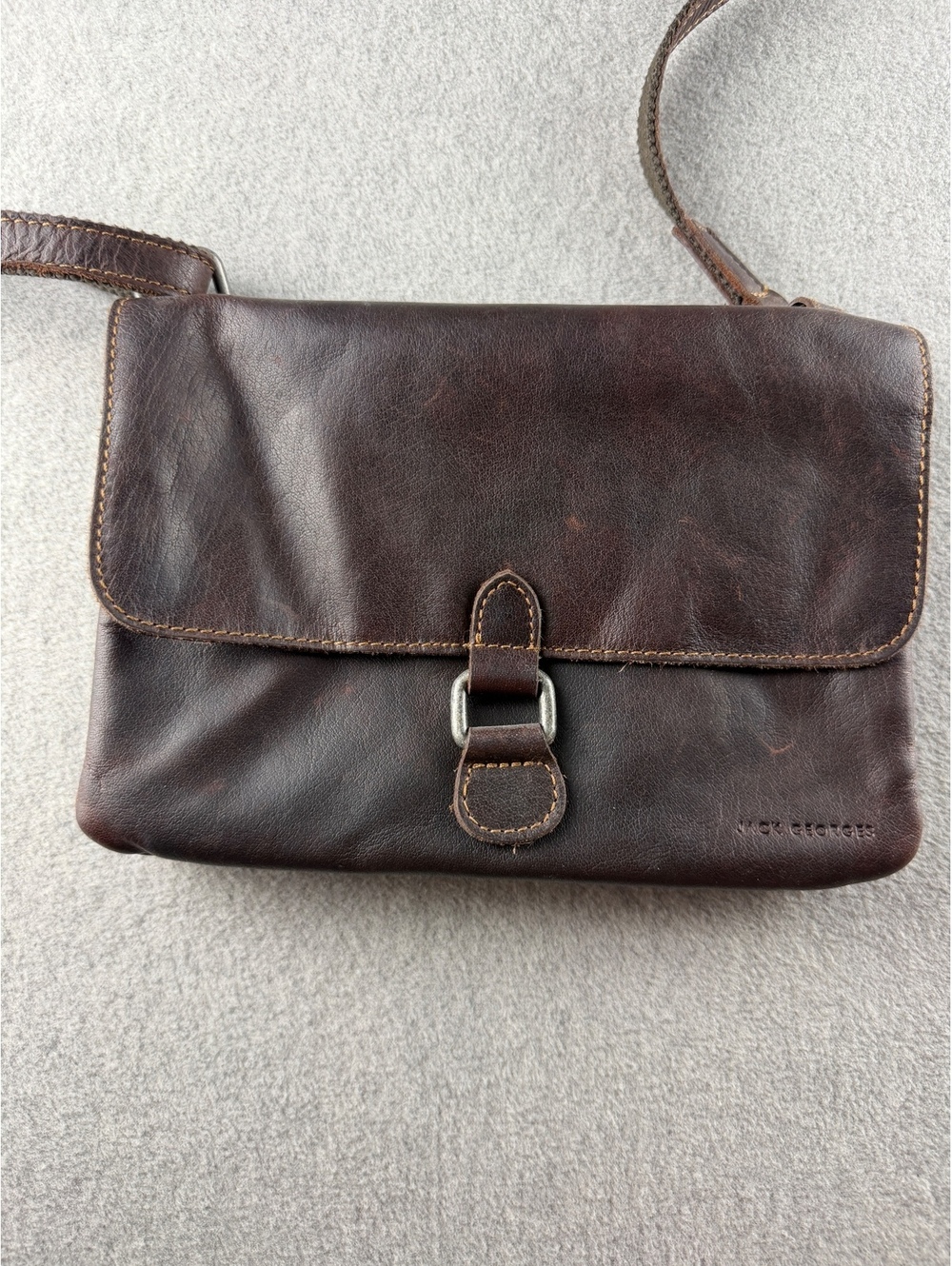 Jack Georges Brown Leather Crossbody Organizer Wallet Bag Purse Vintage